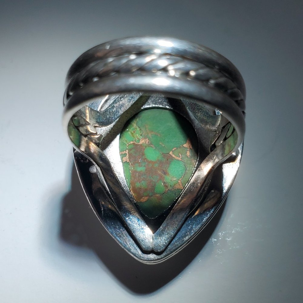 STERLING SILVER GREEN COPPER TURQUOISE RING - Picture 6 of 10